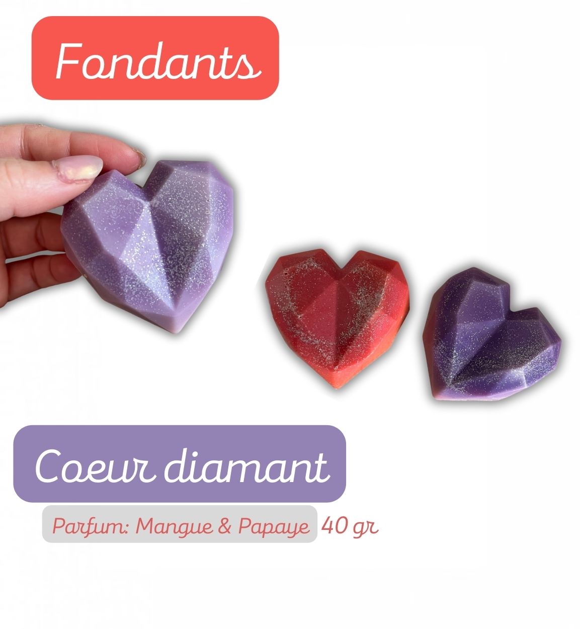 Fondant Coeur Diamant • 40gr • Mangue & Papaye